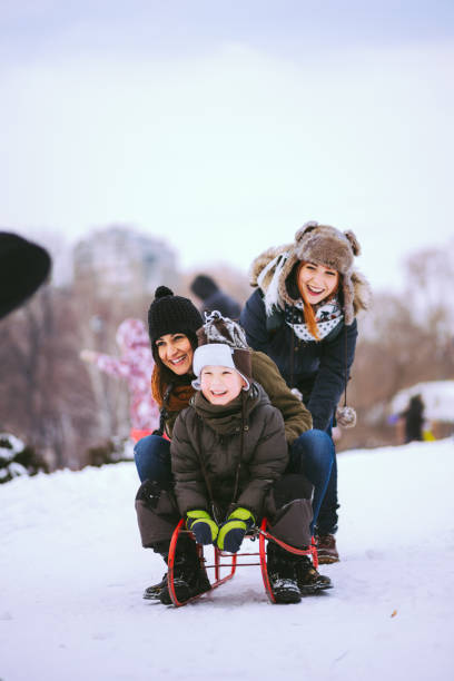 istock Happy Family On Sleigh 641532688