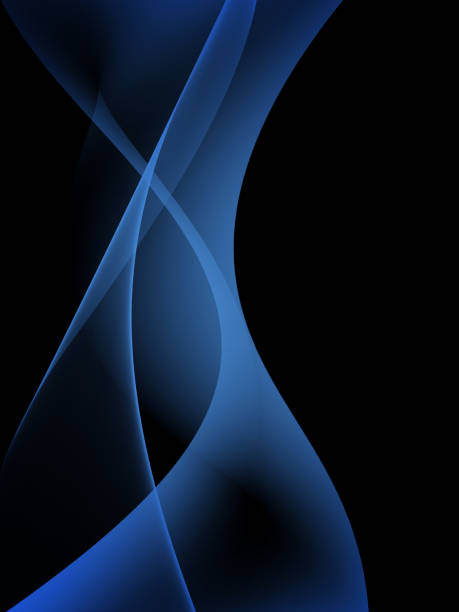 istock Blue transparent wave shapes on black background 641534482