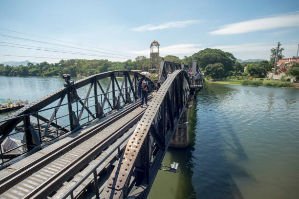 THAILAND KANCHANABURI DEATH RAILWAY BRIDGE RIVER KWAI the Death Railway Bridge over the River Kwai of the Burma-Thailand Railway in the City of Kanchanaburi in Central Thailand in Southeastasia. kanchanaburi province stock pictures, royalty-free photos & images