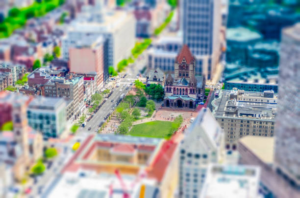 istock Aerial View of Copley Square, Boston, USA. Tilt-shift effect applied 641535832