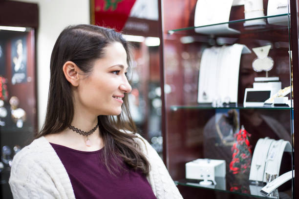 Beautiful young woman enjoy in shoping jewelry