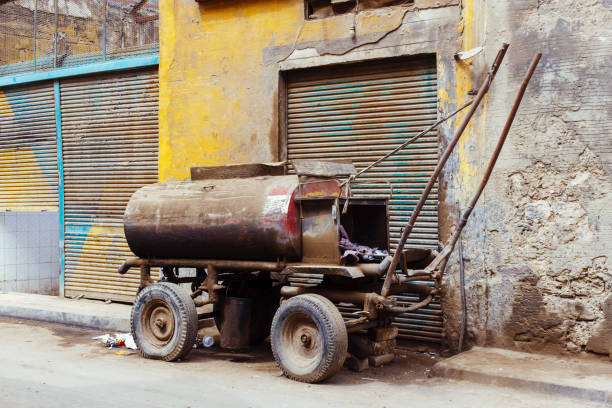 istock Horse cart tank for liquid transportation. 641549626