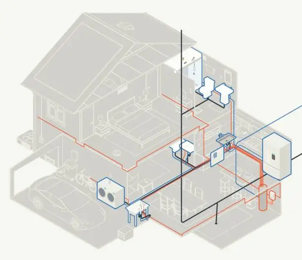 Vector illustration of House Plumbing Diagram