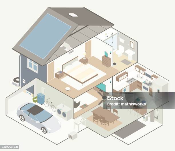 House Cutaway Diagram Stock Illustration - Download Image Now - House, Isometric Projection, Cutaway Drawing