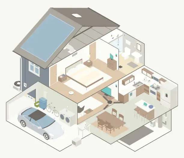Vector illustration of House Cutaway Diagram