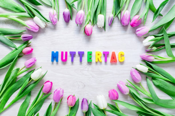 istock Heart from Tulips Flowers on rustic table for  Mothers day 641555022