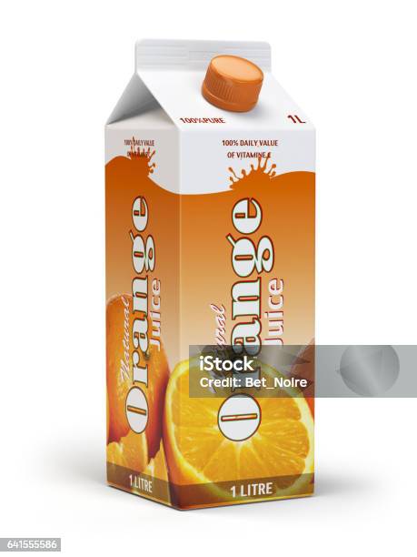 Boîte En Carton De Carton De Jus Dorange Pack Isolé Sur Fond Blanc Vecteurs libres de droits et plus d'images vectorielles de Jus en brique