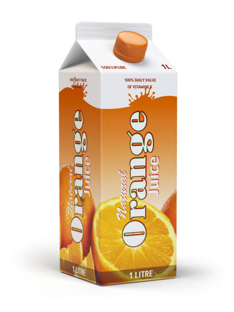 istock Orange juice carton cardboard box pack isolated on white background. 641555586