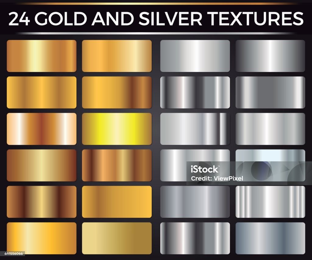 Vector Set of Gold and Silver Gradients, Gold and Silver Squares Collection, Textures Group Vector Set of Gold and Silver Gradients, Gold and Silver Squares Collection, Textures Group Eps 10 Silver - Metal stock vector