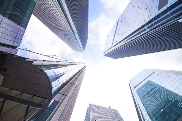 istock Looking up at business buildings 641560988