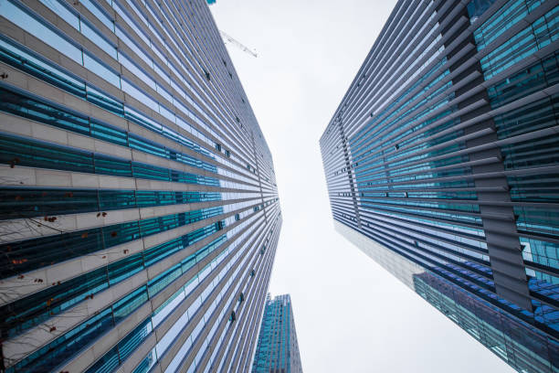istock Looking up at business buildings 641561322