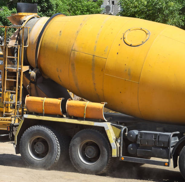 istock Cement mixer truck 641561504