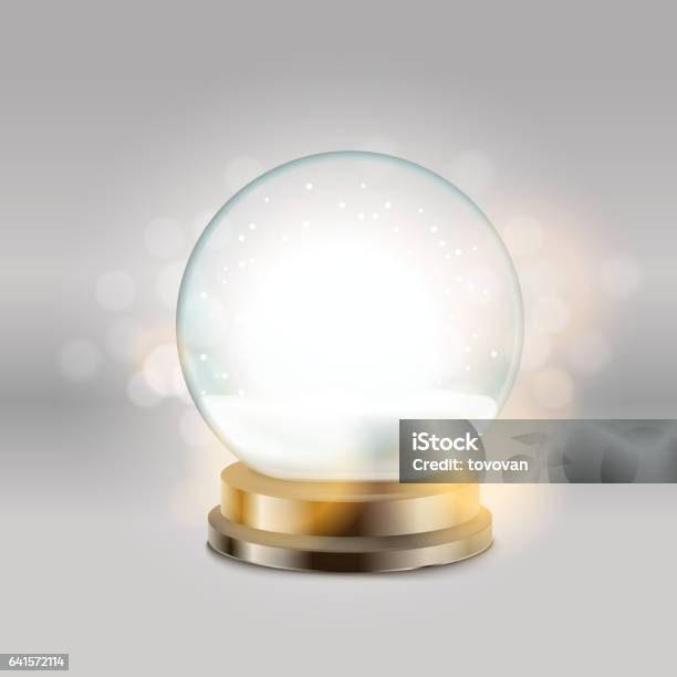 Crystal Ball With Snowman Vector Illustration Christmas Snow Ball Illustration Stock Illustration - Download Image Now