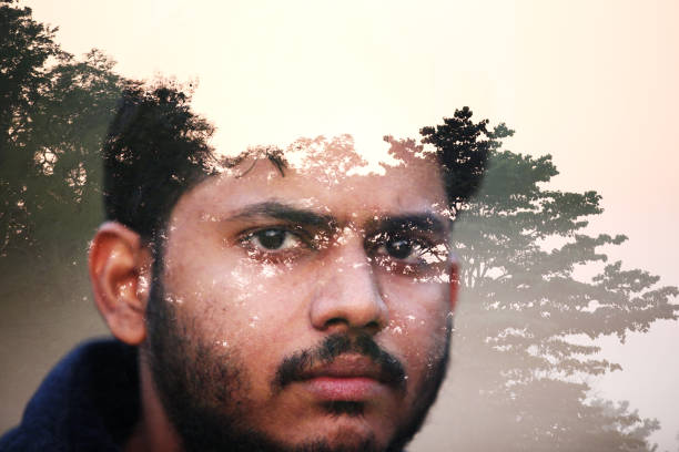 istock Digital composite men portrait in the nature 641572134
