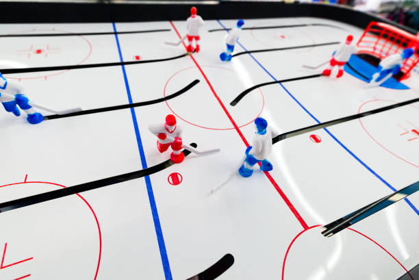 istock Table hockey game close up shot 641572944
