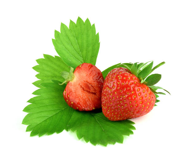 ripe strawberries, whole and half,