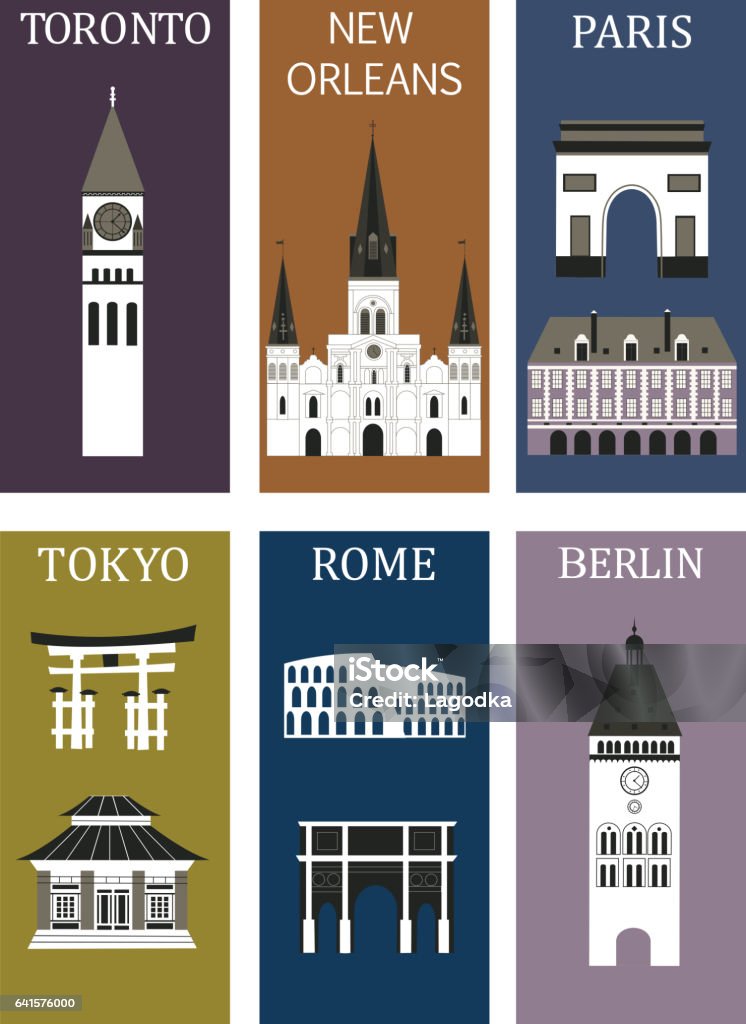 Famous cities Famous cities made from different parts. Vector illustration Berlin stock illustration
