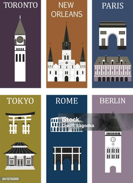 Famous Cities Stock Illustration - Download Image Now - Berlin, Built Structure, Canada