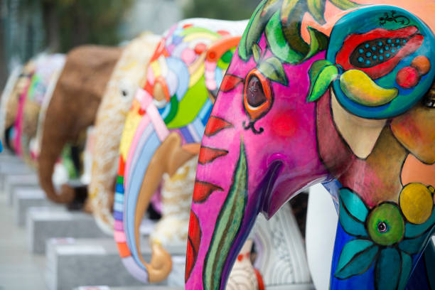 a art Elephant Parade at the Siam Square in the city of Bangkok in Thailand in Southeastasia.