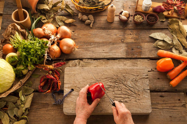 istock Red bell pepper prepared for cooking vegetarian meal. 641578640