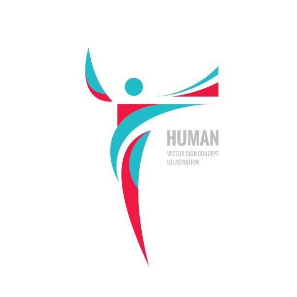 Human character - vector logo template concept illustration for sport club, fitness hall, health center, music festival etc. Human character - vector logo template concept illustration for sport club, fitness hall, health center, music festival etc. Abstract shapes. Design element. dance logo stock illustrations