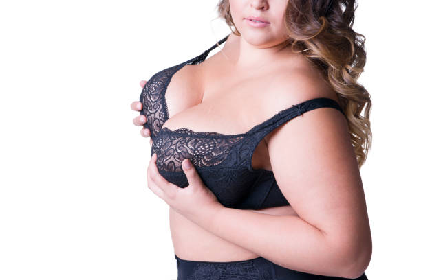 overweight female body, fat woman with big natural breast - sex symbol sensuality women overweight imagens e fotografias de stock