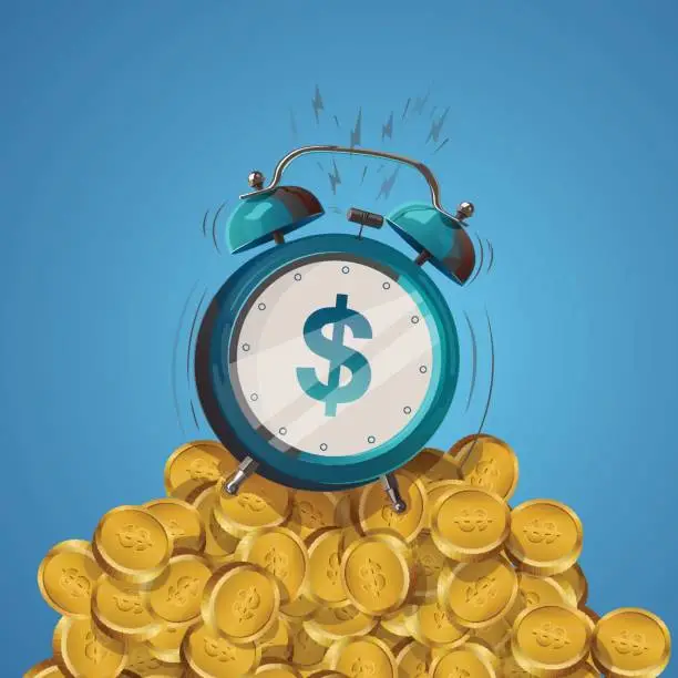 Vector illustration of alarm clock dollar