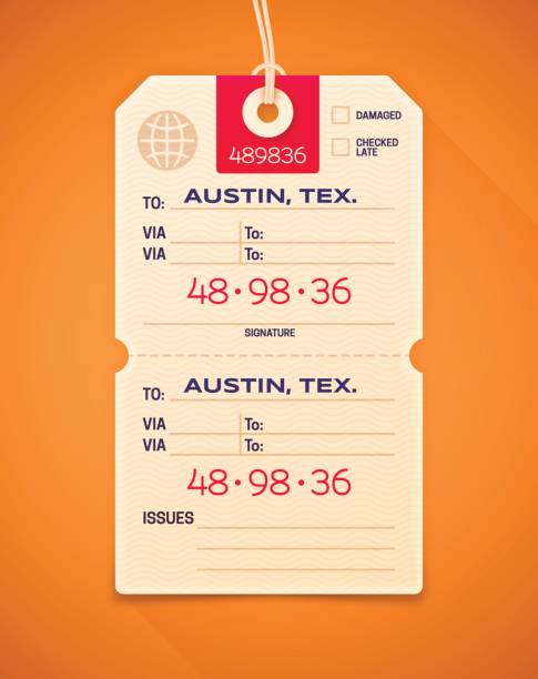 stockillustraties, clipart, cartoons en iconen met reizen bagage claim ticket - bagageband