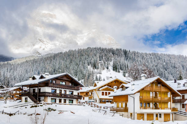 istock Mountain Village Covered in Snow 641596284