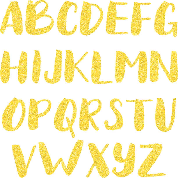 istock Gold glitter alphabet. Shiny brush calligraphy with golden glitter texture effect. 641596682