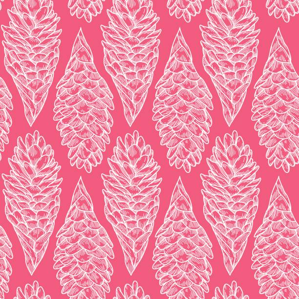 illustrazioni stock, clip art, cartoni animati e icone di tendenza di modello di pianta di zenzero hawaiana senza soluzione di continuità - ginger tropical flower flower plant