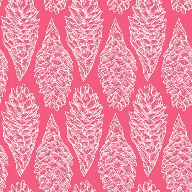 Vector illustration of Seamless Hawaiian Ginger Plant Pattern