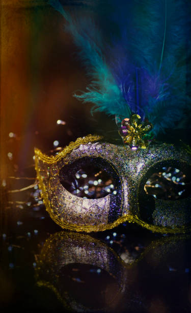 Masquerade venitian carnival mask, female theatrical feathers