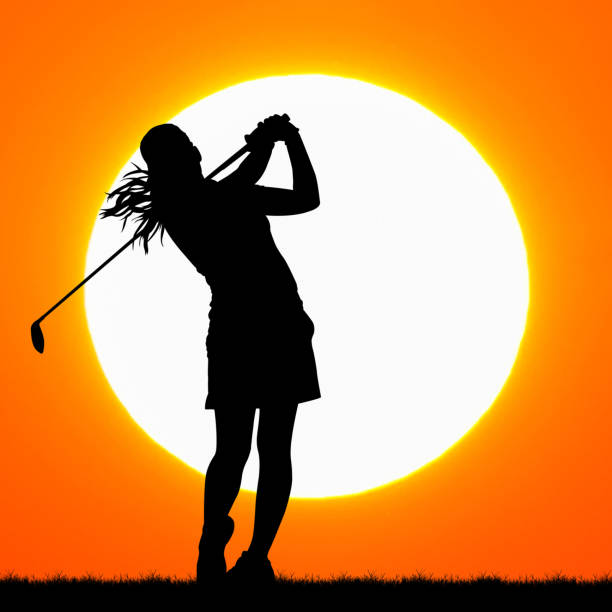 Woman Playing Golf in Strong Sunlight