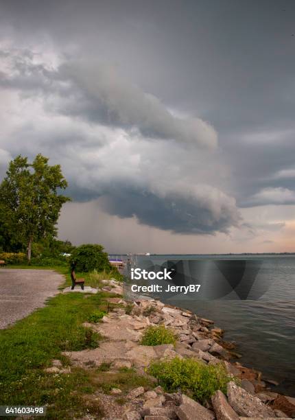 Rocky Shore Cloud Scape Stock Photo - Download Image Now - Lake Erie, Beach, Beauty In Nature