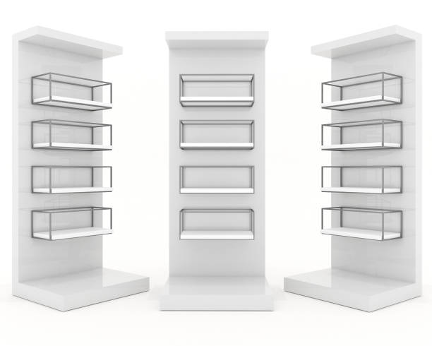 istock Color white shelves design on white background 641604346