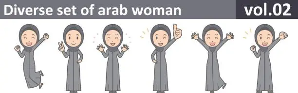 Vector illustration of Diverse set of arab woman, EPS10 vol.02