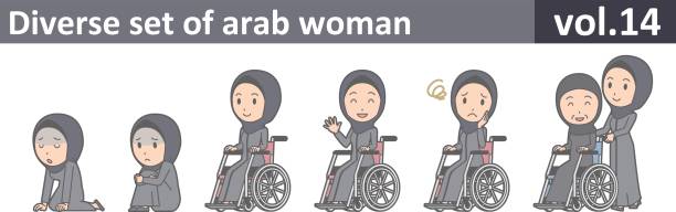 ilustraciones, imágenes clip art, dibujos animados e iconos de stock de conjunto diverso de mujer árabe, eps10 v.14 - middle eastern ethnicity teenage girls women sadness
