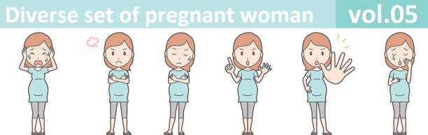 b-jos021-05 Diverse set of pregnant woman, EPS10 vol.05 (Pregnant women wearing short-sleeved clothes) talk to the hand emoticon stock illustrations