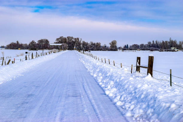 istock Snow covered country lane 641605760