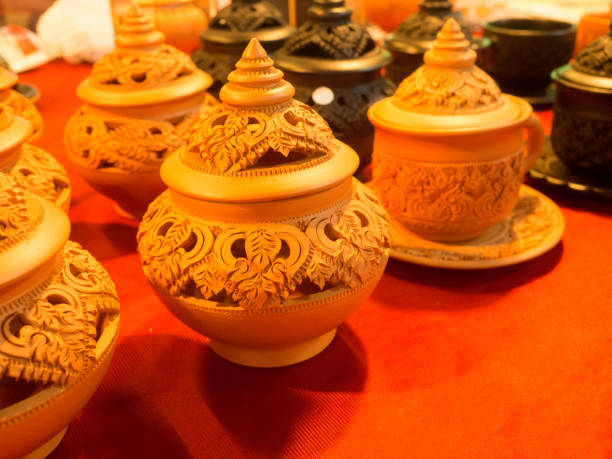 istock Thai traditional clay pottery in Market 641608248
