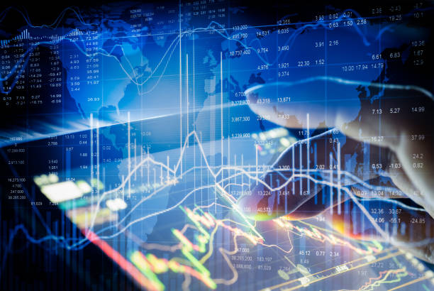 istock Stock market indicator and financial data view from LED. Double 641610646