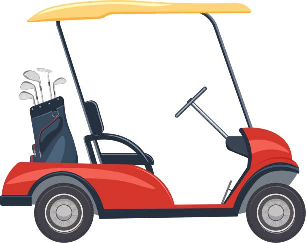 Print red golf cart vector illustration. golf car isolated on a white background golf cart vector stock illustrations