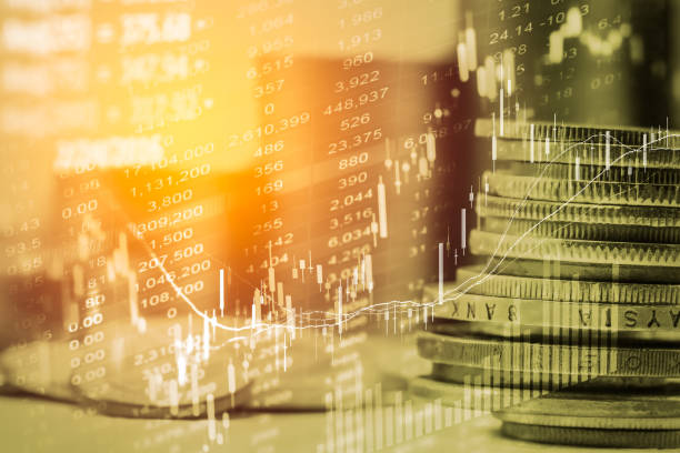 istock Stock market indicator and financial data view from LED. Double 641616290