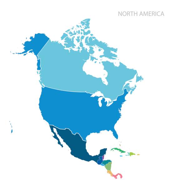 ilustraciones, imágenes clip art, dibujos animados e iconos de stock de mapa de américa del norte - cartography canada white map