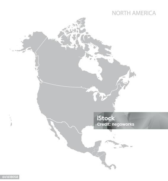 Карта Северной Америки — стоковая векторная графика и другие изображения на тему Карта - Карта, США, Векторная графика