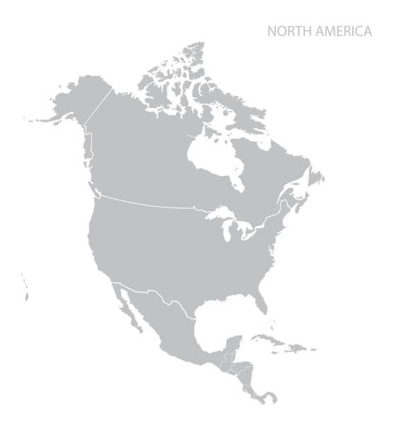 Map of North America Map of North America. Vector. gray color illustrations stock illustrations