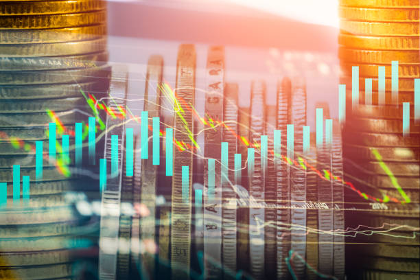 istock Stock market indicator and financial data view from LED. Double 641618524