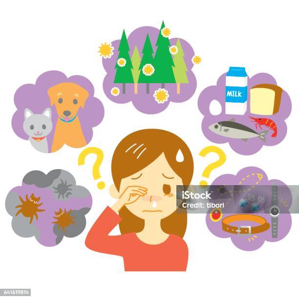 Causes Of Allergies Stock Illustration - Download Image Now - Allergy, Illustration, Conjunctivitis