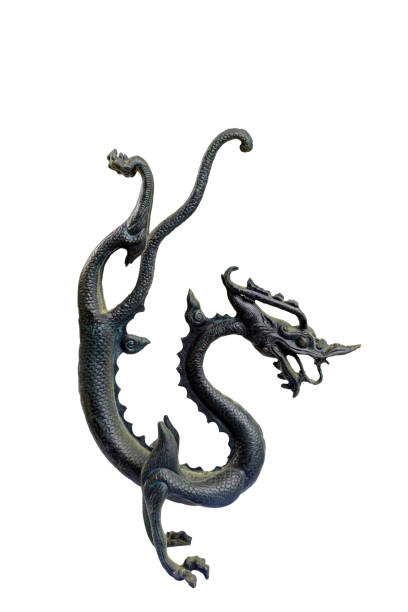 istock isolated bronze dragon sculpture on white background 641619906